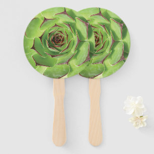 Green Succulent Cactus Spring Flower Hand Fan