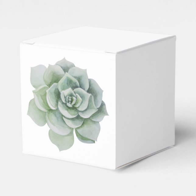 Green Succulent Cactus Watercolor Party Wedding Favor Boxes (Front Side)