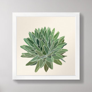 Green Succulent Desert Botanical Framed Art