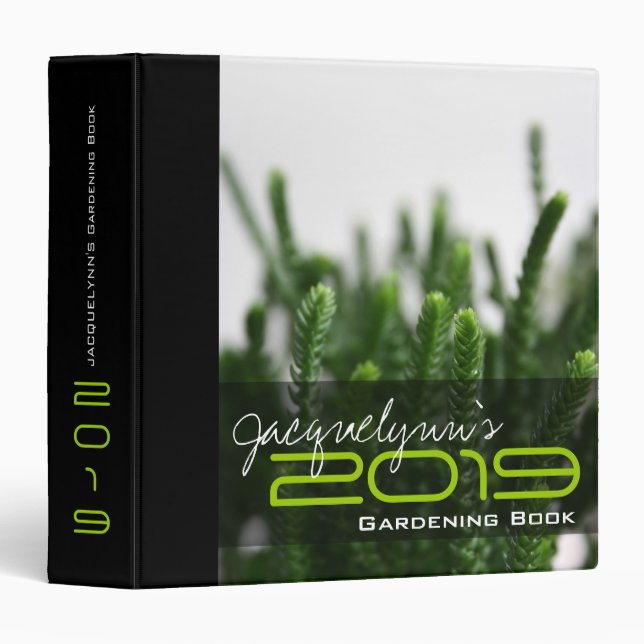 Green Succulent Grass Simple Modern Photo Album Binder (Front/Spine)