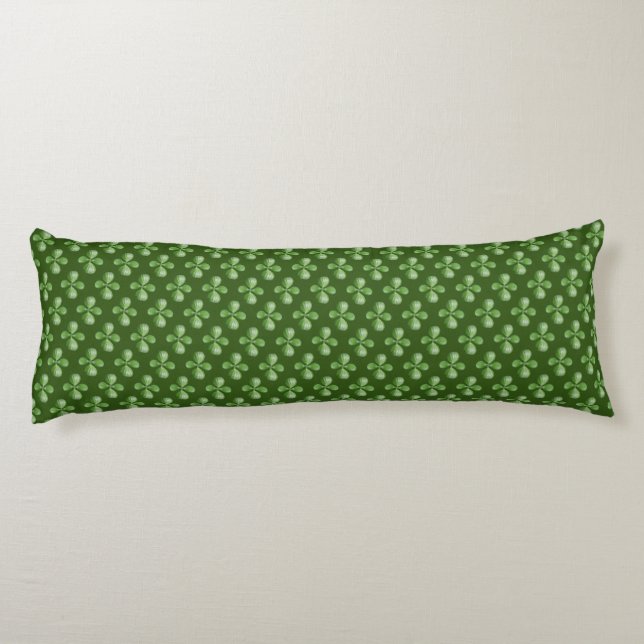 Green Succulent Jade Tree Leaves on Forest Green Body Pillow (Back)