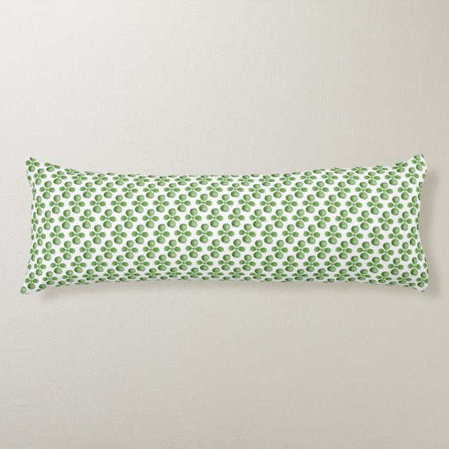 Green Succulent Jade Tree Leaves on White Body Pillow (Front)