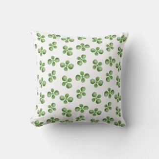 Green Succulent Leaves on White Throw Pillow