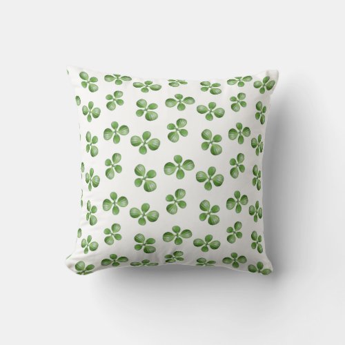 Green Succulent Leaves on White Throw Pillow