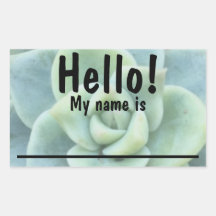 Green Succulent Name tag Stickers
