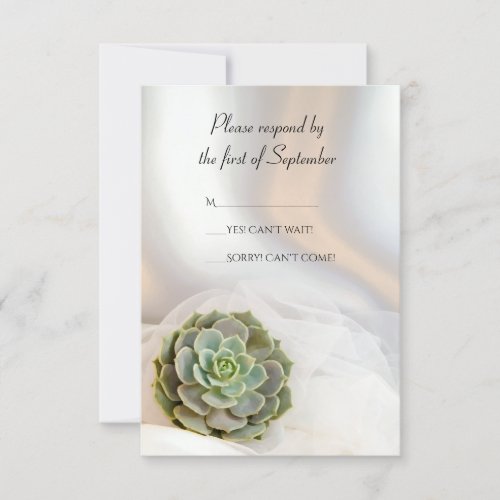 Green Succulent on White Wedding RSVP Response