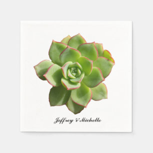 Green Succulent Personalized Napkins