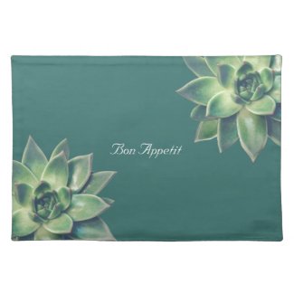 Green Succulent Plant on Teal