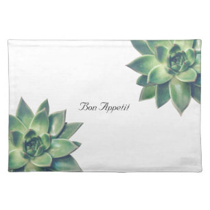 Green Succulent Plant on White Cloth Placemat