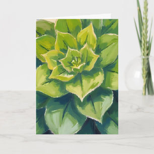 Green Succulent Plant Painting Card