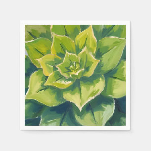 Green Succulent Plant Painting Napkins
