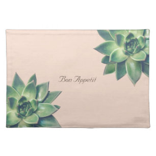 Green Succulent Plants on Light Beige Cloth Placemat