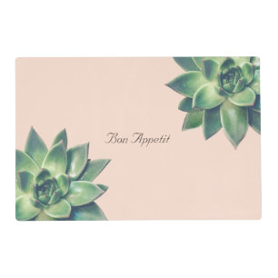 Green Succulent Plants on Light Beige Placemat