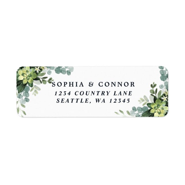 Green Succulent Return Address Label (Front)