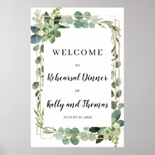 Green succulent Welcome to Rehearsal Dinner Sign