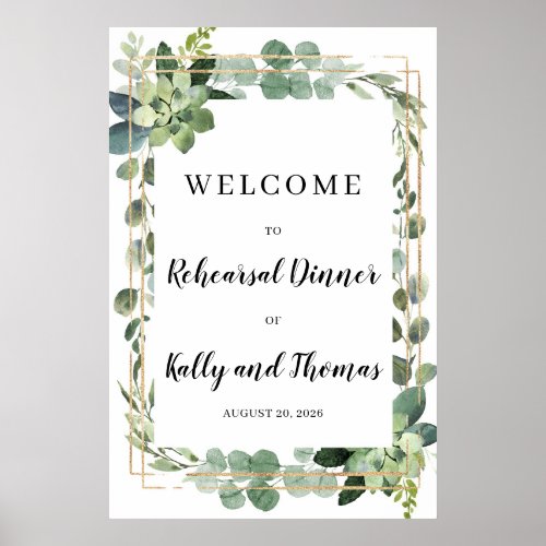 Green succulent Welcome to Rehearsal Dinner Sign