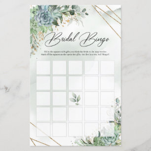 Green succulents eucalyptus gold bridal bingo