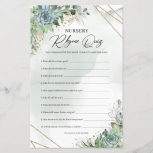 Green succulents eucalyptus Nursery Rhyme Quiz