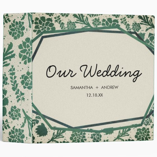 Green Succulents in Natural Wedding Photo Album Binder