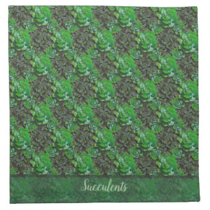 Green Succulents Lattice Pattern Cloth Napkins