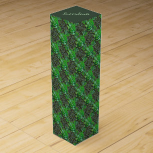 Green Succulents Lattice Pattern Gift Wine Box