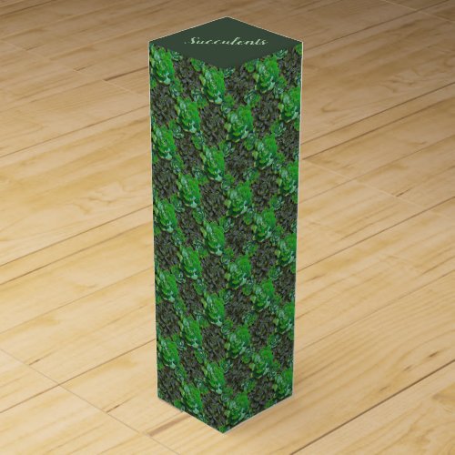 Green Succulents Lattice Pattern Gift Wine Box