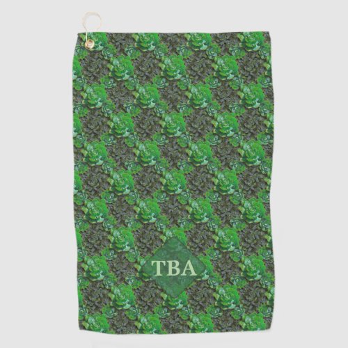 Green Succulents Lattice Pattern Golf Towel