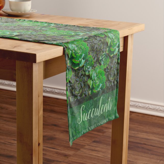 Green Succulents Lattice Pattern Table Runners (In Situ)