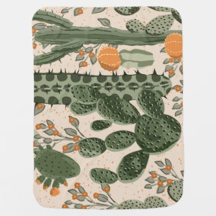 Green succulents, orange flowers, beach wallpaper. baby blanket