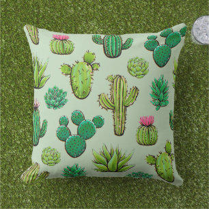 Green Succulents Outdoor Pillow