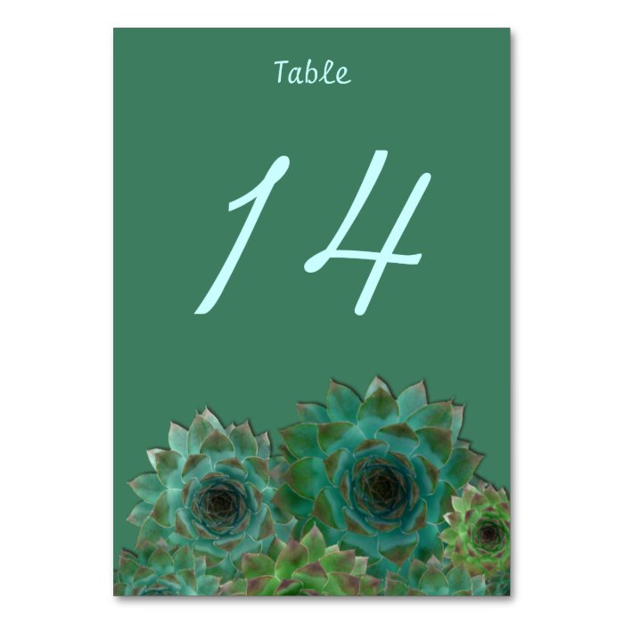 Green Succulents Table Number Cards Table Card