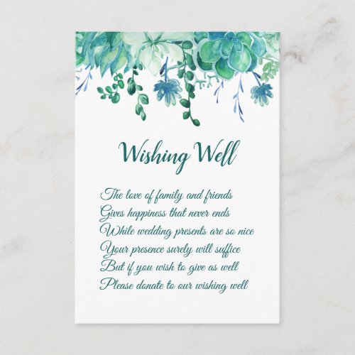 Green Succulents Wedding Wishing Well Cards