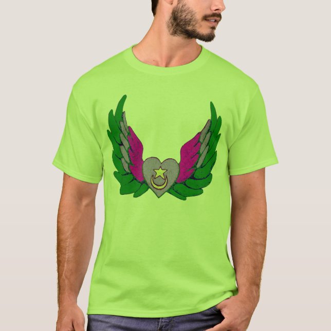 Green Sufi Winged Heart T-Shirt (Front)