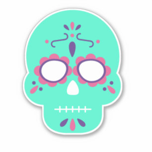 Green sugar skull sticker