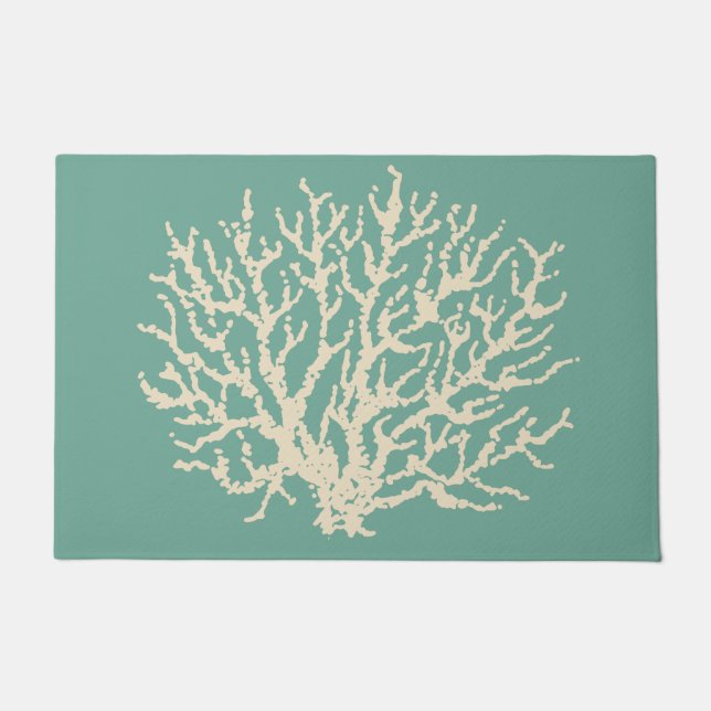 Green Summer Sea Coral Doormat Rug (Front)