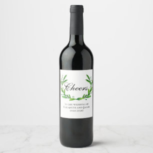 Green summer wine glass. Greenery cheers wedding Wine Label