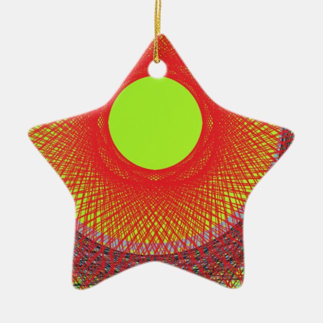 green sun abstract art ceramic ornament (Front)