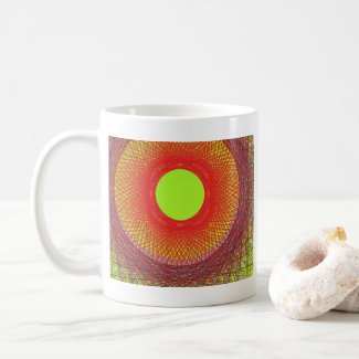 green sun abstract art coffee mug