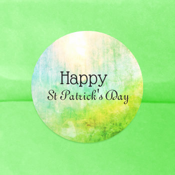 Green Sun Happy St Patrick's Day Classic Round Sticker by TabbyGun at Zazzle