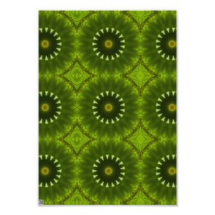 Green Sunburst Abstract Kaleidoscope Pattern Photo Print