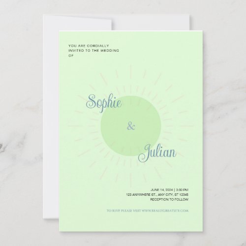 Green Sunburst Wedding Invitations