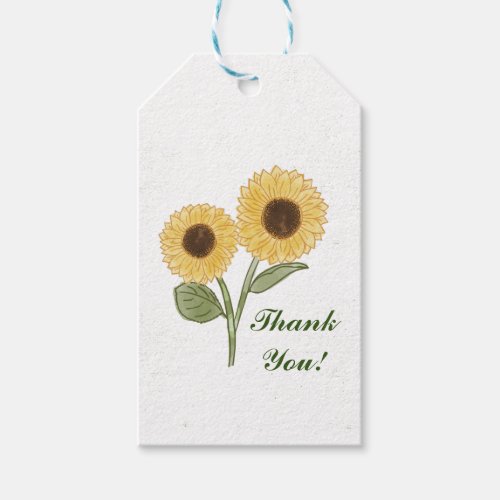 Green Sunflower Floral Pattern Pretty Thank You  Gift Tags