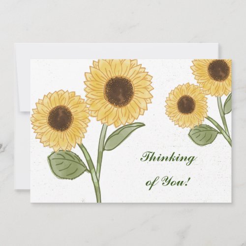 Green Sunflower Floral Pattern Thinking of You Po Invitation