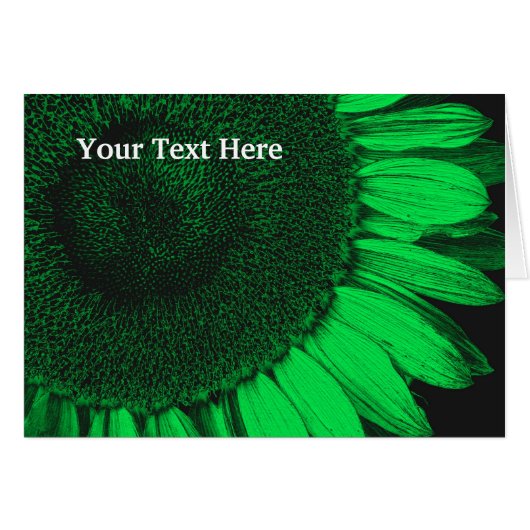 Green Sunflower Petals Floral Art Photo Card (Front Horizontal)