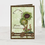 Green Sunflowers Anniversary Card at Zazzle