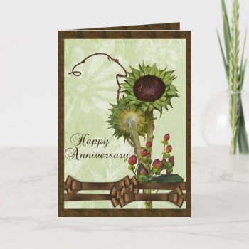 Green Sunflowers Anniversary Card by RainbowCards at Zazzle