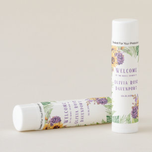 Green Sunflowers Purple Floral Bridal Shower Lip Balm