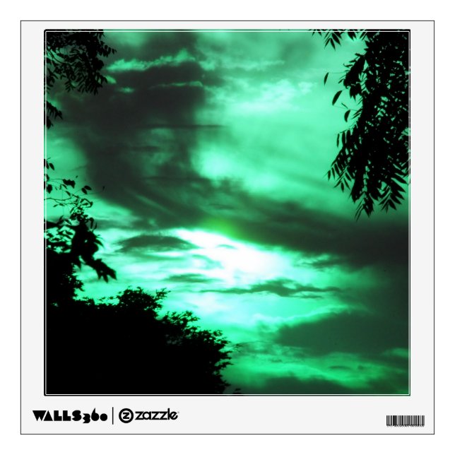 Green Sunrise in the Clouds Wall Decal (Front)