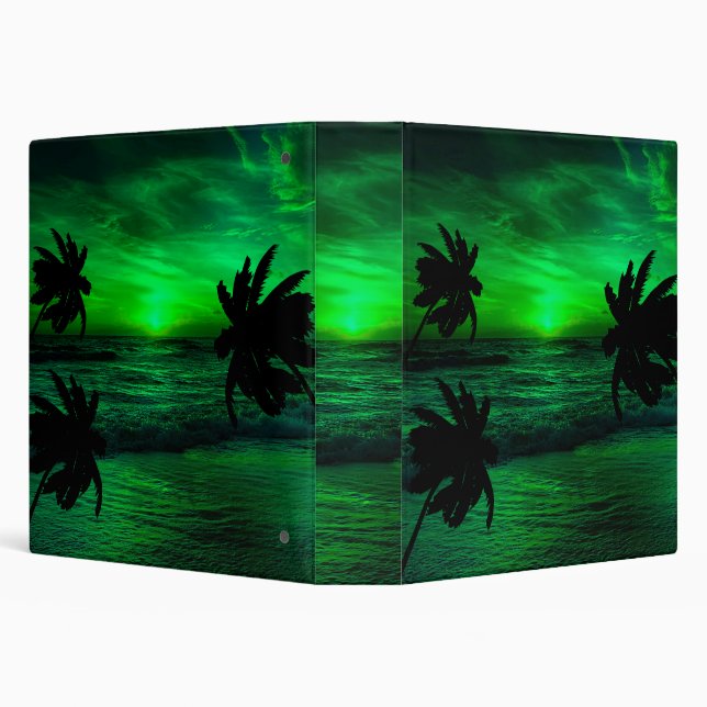 GREEN SUNSETS OCEAN SCENIC    3 RING BINDER (Background)