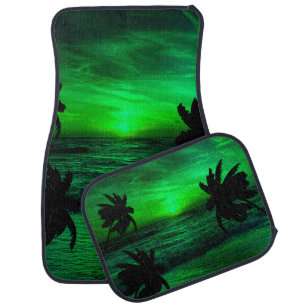 GREEN SUNSETS OCEAN SCENIC CAR FLOOR MAT